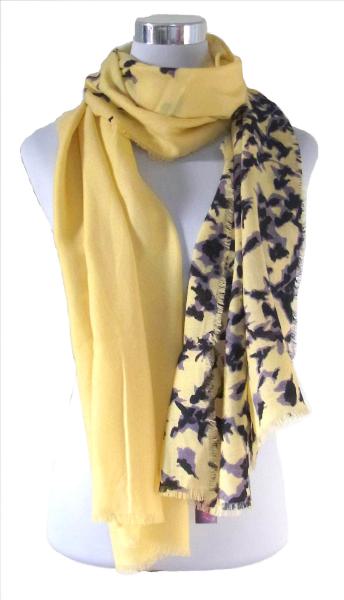 Scarf 100% Lamb Wool Houndstooth Yellow Black Swallow
